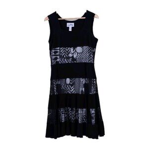 Joseph Ribkoff Dress US 12 Black White Lined Lace Panels Fairy Grunge Whimsigoth